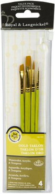 Royal & Langnickel(R) Gold Taklon Value Pack Brush Set-4/Pkg 9123