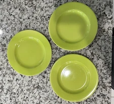 Set of 3 Dash of That Lime Green Round Dinner Salad Plate 9” Heavy dishes *