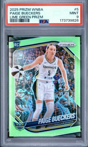 2025 Panini Prizm WNBA #5 Paige Bueckers Lime Green Prizm Rookie /225 PSA 9 MINT