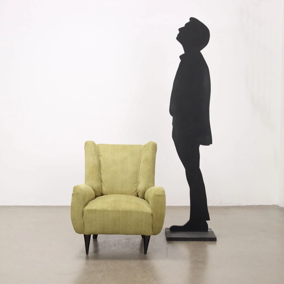 Sillón Vintage Madera Pintado Terciopelo Diseño Italia Años 50-60 Original Foto 2 de 4