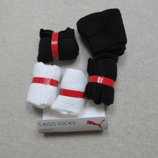 Image of Puma Kids Socks 5 Pack Everyday Soft Cotton Black White Crew Size 31 34