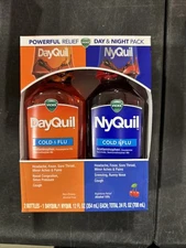 Vicks Powerful Relief Day & Night Pack Cold & Flu 2 Bottles Exp 02/2027+