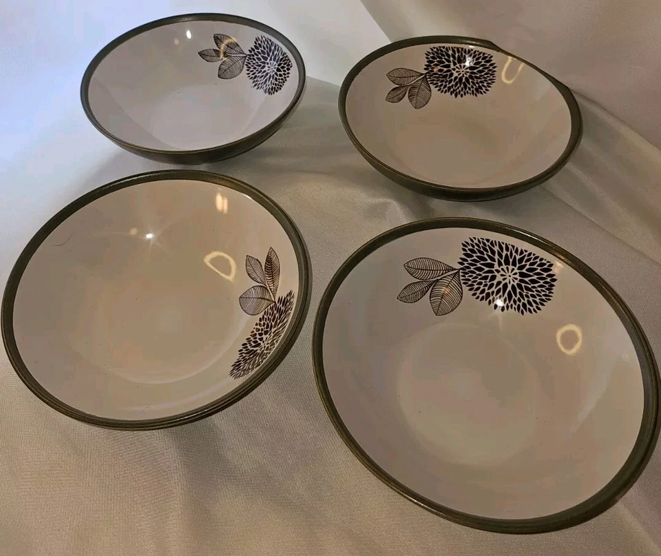 Juego de 4 cuencos de sopa/arroz para artículos de restaurante nunca usados gris con marrón Foto 2 de 3