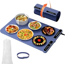 Electric Food Warming Mat with 9 Temperature Settings, Fast Heating, Blue