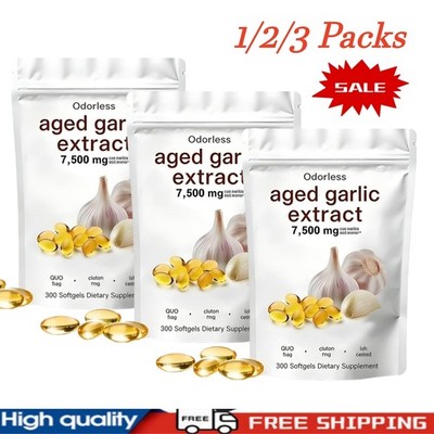 1/2/3PACK Aged Garlic Extract Softgels,Odorless | Heart & Immune Supports,7500Mg
