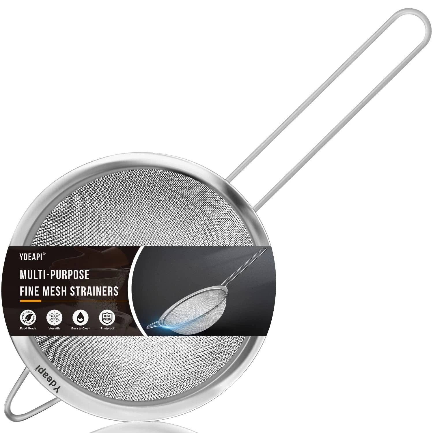 6.3" Fine Mesh Strainer with Handle, Metal Food Strainers for Kitchen, Sieve ...