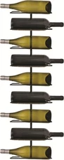 True Align Wall-Mounted Wine Rack, Black Wrought Iron, 9 Bottle Holder, 