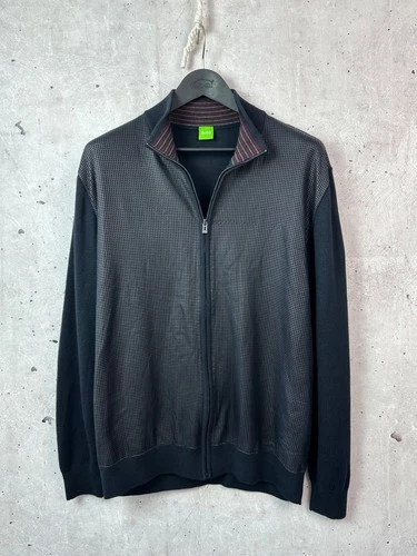 Hugo Boss 100% Virgin Wool Perforated Leather Full Zip Sweater Jacket Men XL video thumbnail