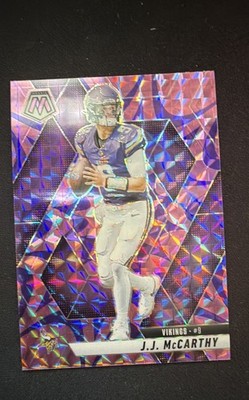 2025 Panini Mosaic - J.J. McCarthy #195 Reactive Purple Mosaic Prizm