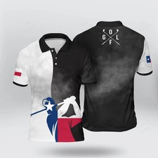 Mens Texas Flag Golf Player Design Polo Shirt