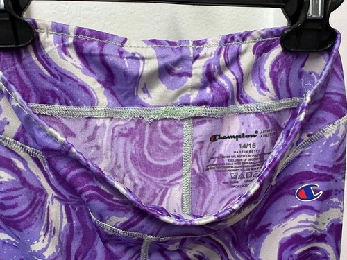 PREOWNED GIRLS CHAMPION AUTHENTIC ATHLETICWEAR LEGGING PURPLE SWIRL SIZE 14/16 - Picture 3 of 4