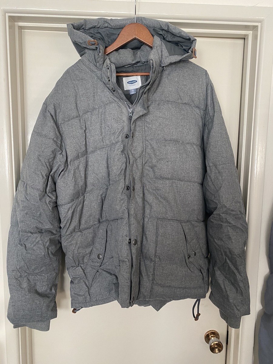 Old Navy Mens Grey Full Zip Insulated Hooded Puffer Jacket XXL | eBay