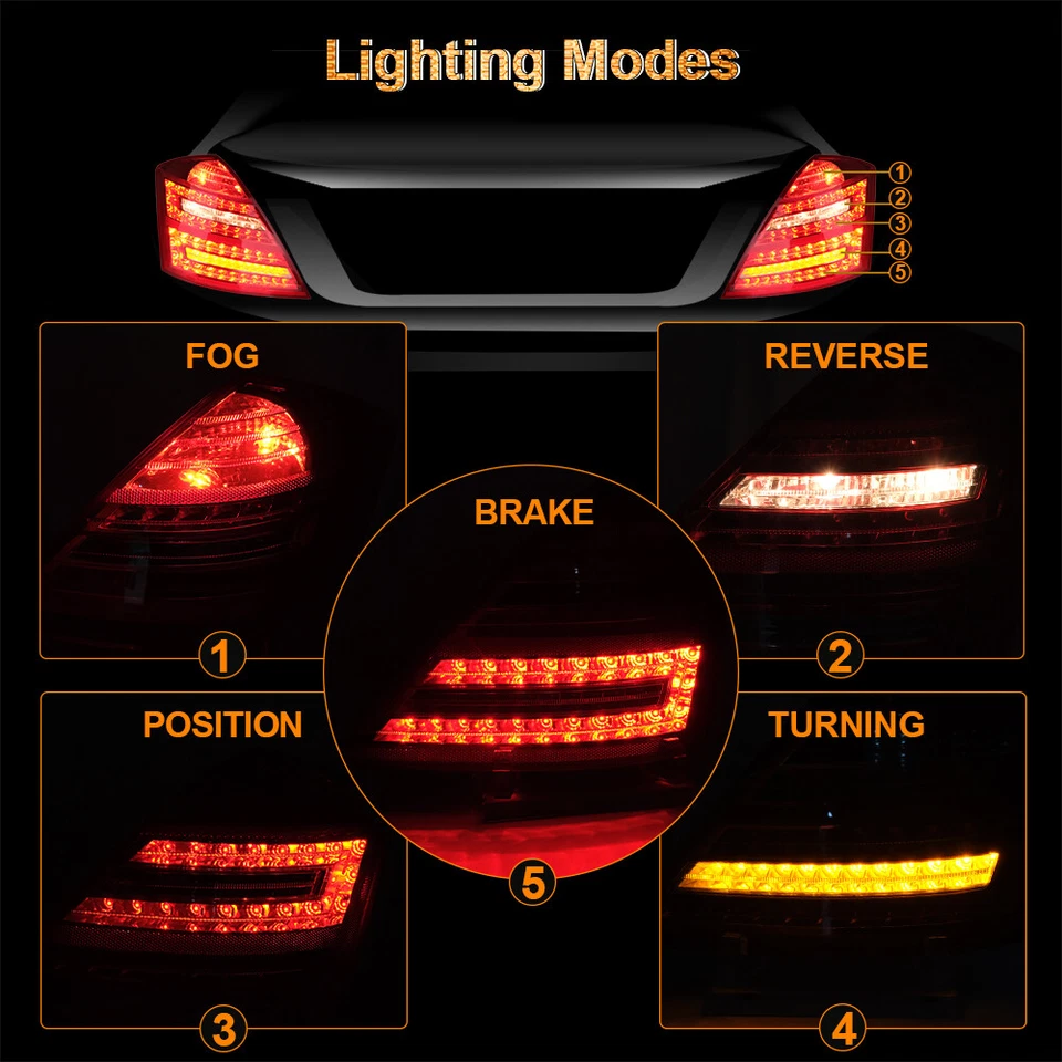 Right LED Tail Light Rear Brake Lamp for 2010-2013 Mercedes Benz S550 S600 W221 - Image 3 of 4