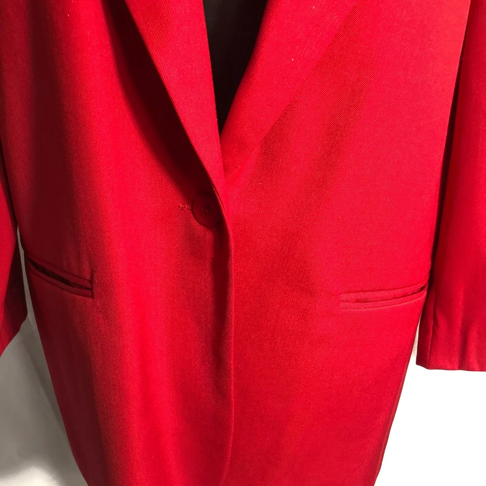 Blazer/chaqueta Career Essentials para mujer roja forrada de lana pura talla 12 bolsillos Foto 3 de 4