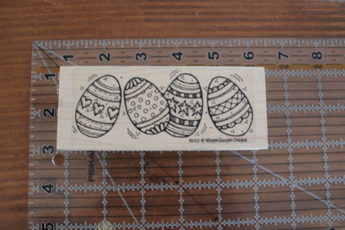 WHIPPER SNAPPER EASTER œufs peints bordure décorée timbre caoutchouc bois - Photo 1 sur 2