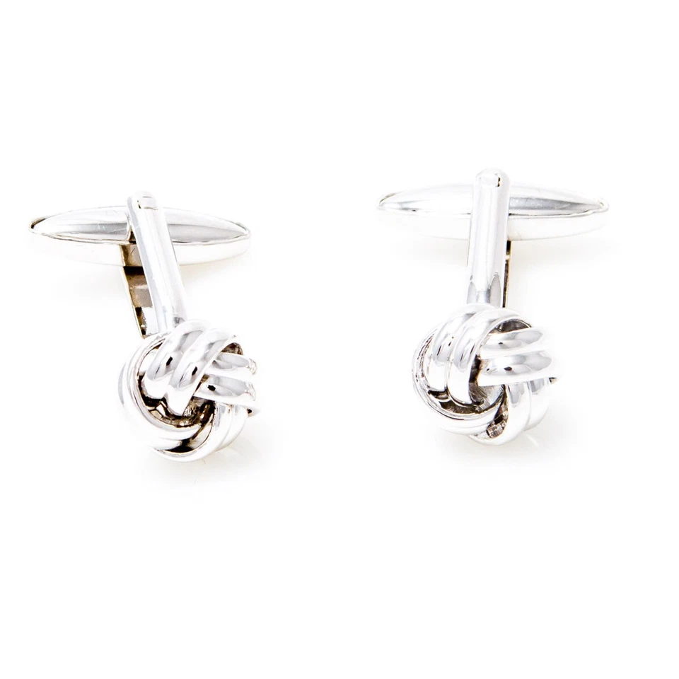 MRCUFF Silver Knot Cufflinks & Studs Set 2 cufflinks and 4 shirt studs bulk pack - Image 3 of 3