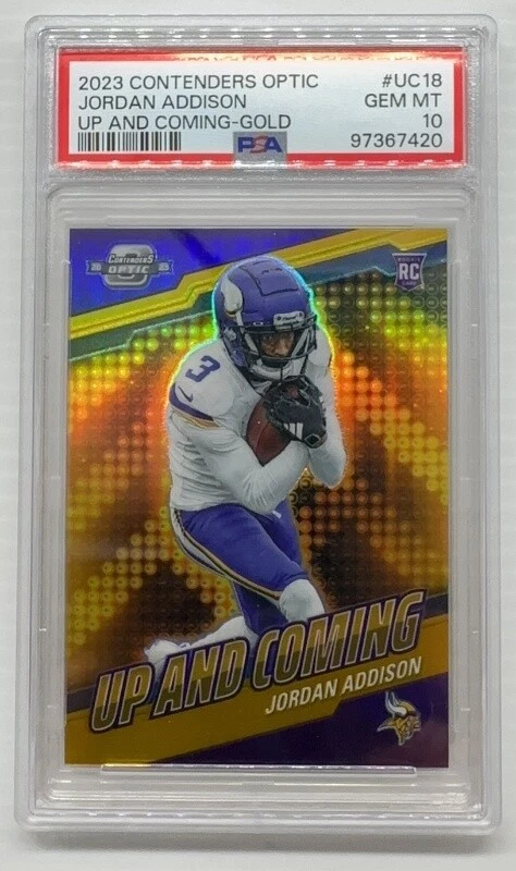 Jordan Addison Panini Contenders Optic Up and Coming #UC18 Gold