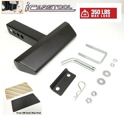 Heavy Duty 12''x2'' Black Steel Hitch Step Bar Guard For 2'' Receiver - Trucks/SUVs