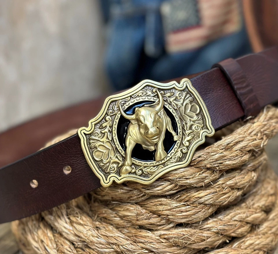 Belt Buckle for Men Western Rodeo Cowboy Solid Brass For Belt 1.5" (Buckle Only) - Image 2 of 4