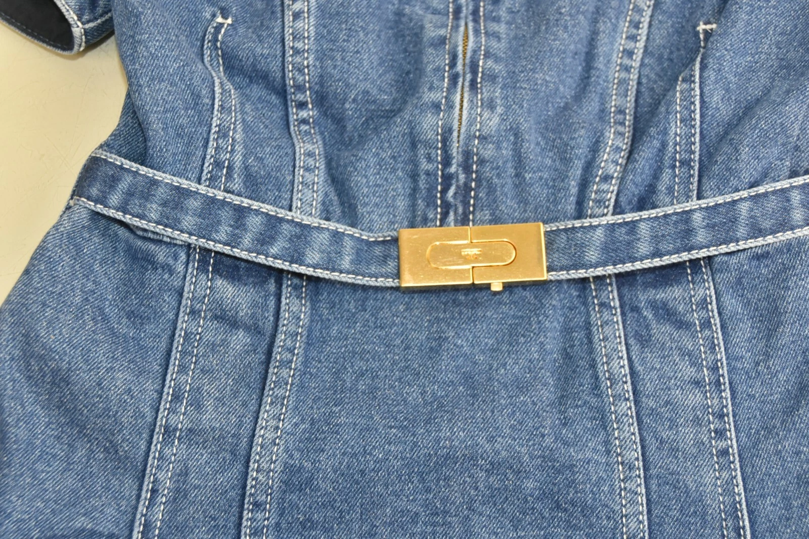 ABITO DENIM NADIA Triplo Lavaggio Jeans $398 NUOVO Tory Burch DENIM Mini Cintura 2