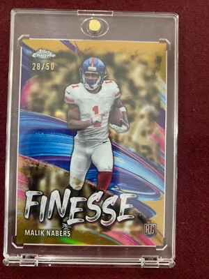 Malik Nabers 2024 Topps Chrome Finesse Gold Refractor Rookie Card 28/50