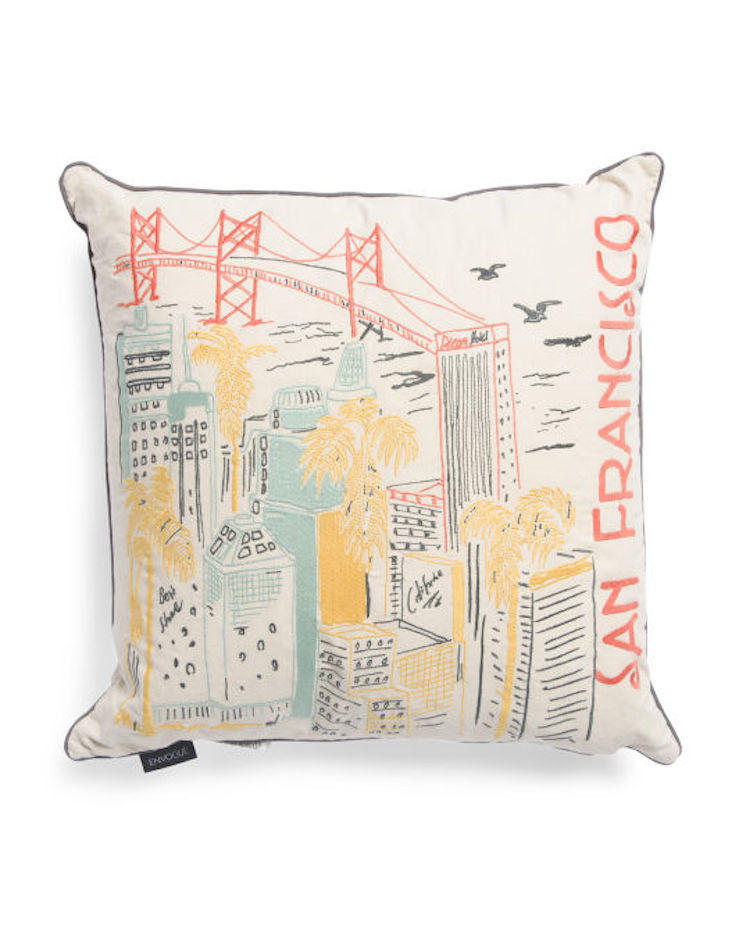 ENVOGUE Embroidered San Francisco Down Blend Decorative Pillow 20" x 20