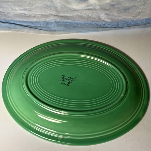 Homer Laughlin 12.75 in Fiesta Green Oval Serving Platter Plate Dish Vintage - Picture 10 of 15