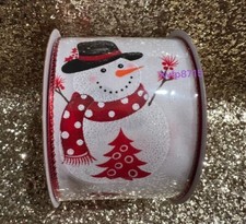 Snowman Christmas Tree Wired Edge Ribbon - 2.5  x 30 Ft Christmas Craft