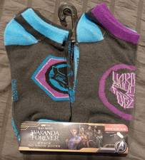 Boys Marvel Black Panther Wakanda Forever No-Show Socks 6 Pair size 4-10 -4822