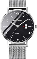 Men's Analog Quzrtz Watches Ultra Thin Waterproof Wrist Watch with Stainless