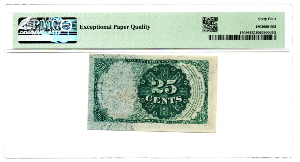 Fr. 1309 25¢ Fifth Issue PMG Choice Uncirculated 64 EPQ - Image 2 of 2