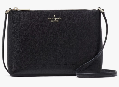 NWB Kate Spade Leila Crossbody Bag Black Pebbled Leather Purse