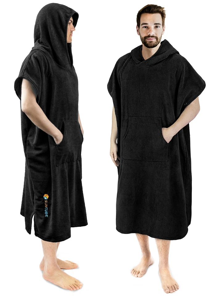 SUN CUBE Surf Poncho Changing Robe Hooded Towel for Adults Men Women Surfing Wetsuit Hood
