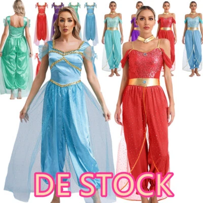 CHICTRY DE Damen Prinzessin Kostüm Orientalische Arabische Kleidung Pailletten Overall