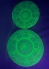 URANIUM GLASS Anchor Hocking CAMEO BALLERINA Plates 8" And 6”  * LOT OF TWO *