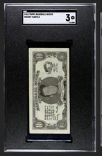 1962 Topps Baseball Bucks Mickey Mantle New York Yankees