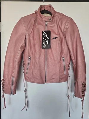 NWT Vintage Alpinestars Stella Corset Pink Leather Moto Jacket Womens Sz M - image 1 of 4