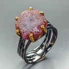 Rock gem Unheated Ruby Ring 925 Sterling Silver Size 7.5 /R469905