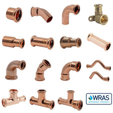 Copper Press Fittings Water M-Profile Crimp Press-Fit WRAS 15mm 22mm 28mm