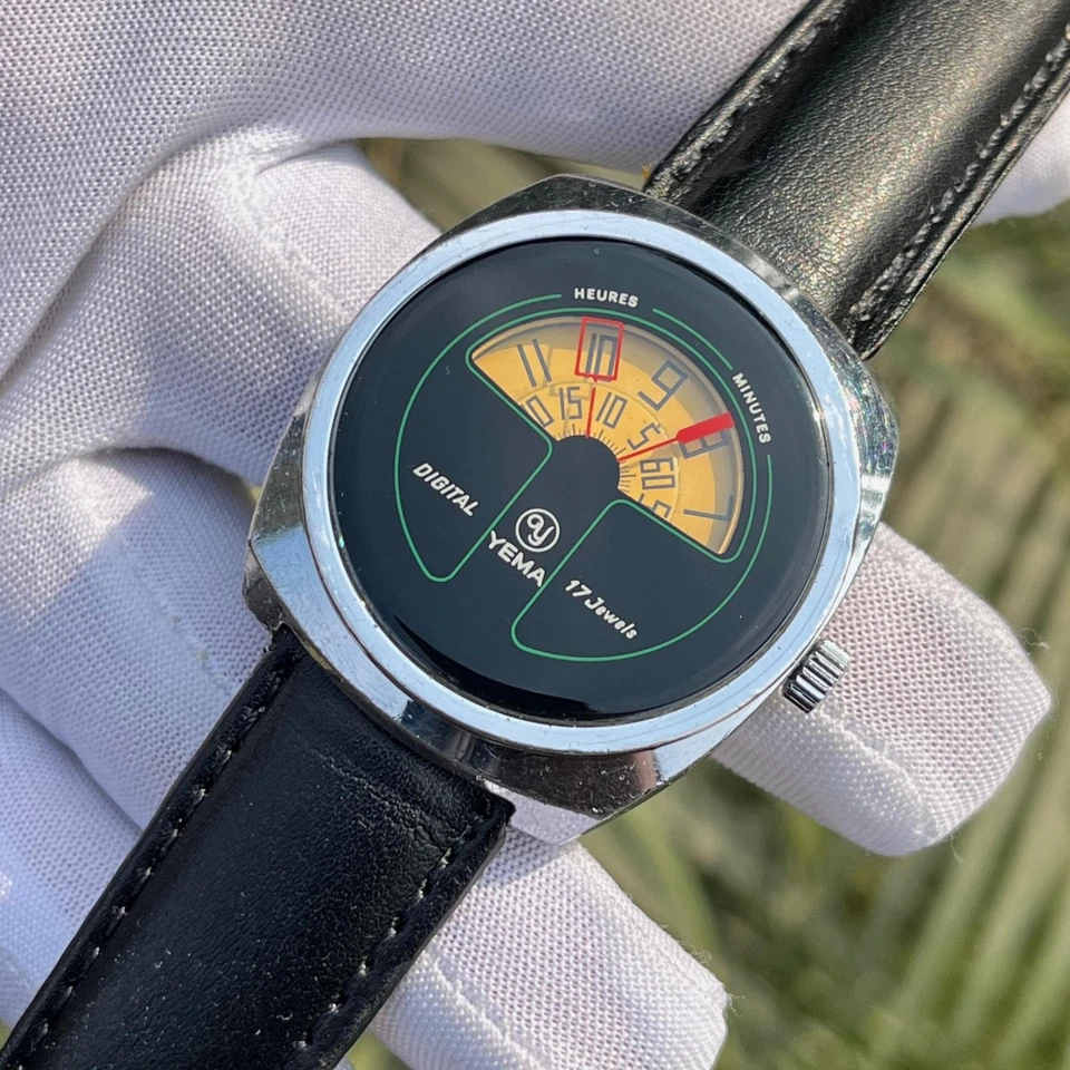 Reloj para hombre Yema digital vintage raro cuerda manual hecho en Suiza 36801 Foto 3 de 4