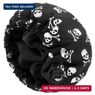 Shower Cap for Men Skulls Bath Cap, Reversible Large Waterproof Adjustable Showe