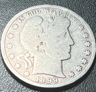 1899 P Barber Silver Half Dollar ~ Coin Pictured = Coin Received.
