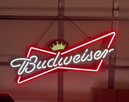 rare larger Budweiser LED 46" sign looks neon vintage crown bowtie bar man cave