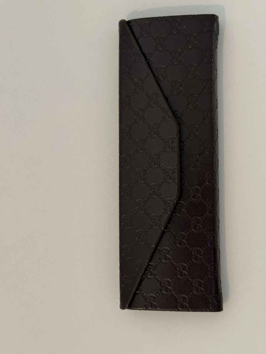 Gucci Sunglass Case Dark Brown Embossed GG Leather Authentic AUTH GUCCI BROWN Prescription SUN GLASSES Leather Case Italy  main image 4