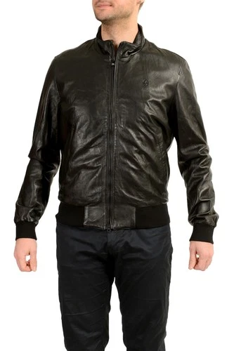 Scuderia Ferrari Men's Black 100% Leather Bomber Biker Jacket US XL IT 54 - product listing photo