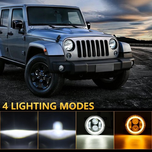 Pair 4 Inch Round LED Fog Lights Halo Angel Eyes DRL For Jeep Wrangler JK LJ JT - Picture 6 of 16