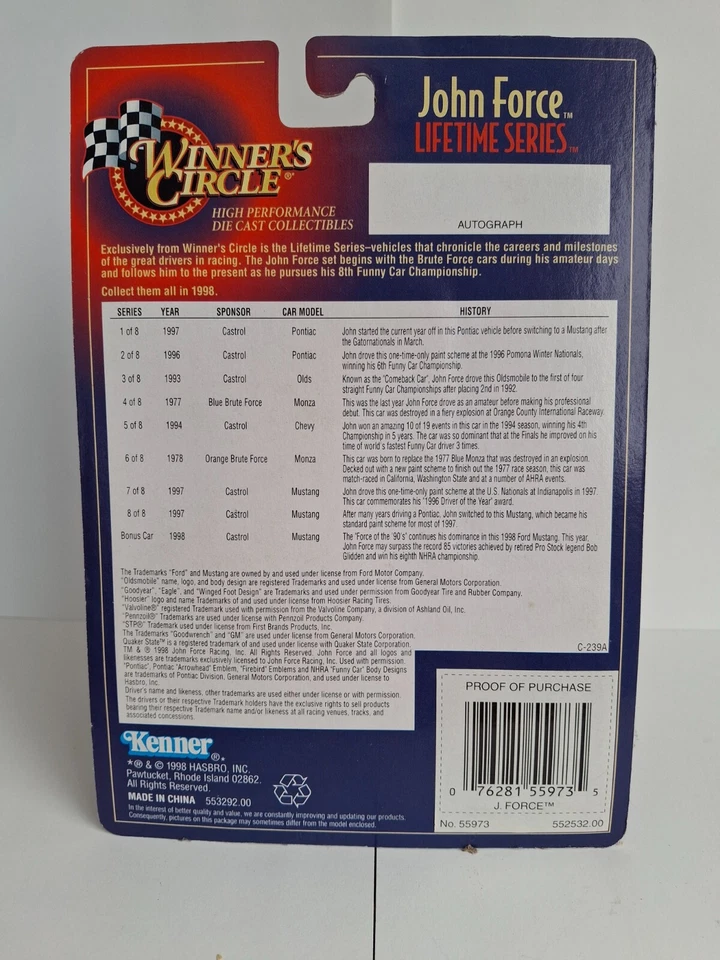 Winner’s Circle 1/64 NHRA 1997 John Force Driver of the Year Funny Car - Image 2 of 2