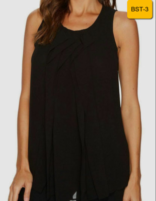 $200 Nic + Zoe Women's Black Thrills And Frills Sleeveless Tank Top Size XS