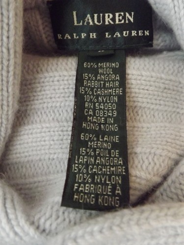 SUÉTER LAUREN Ralph Lauren COWL CUELLO Pullover Suéter MEZCLA DE LANA Lg AZUL BEBÉ  - Imagen 9 de 13