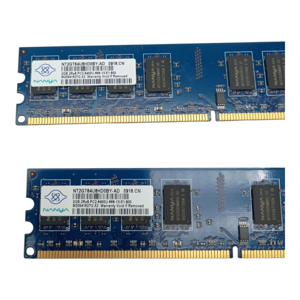 2 PACK NANYA 2GB 2Rx8 PC2-6400U RAM MEMORY NT2GT64U8HD0BY-AD - Image 2 of 3